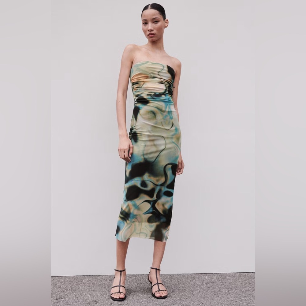 NWT Zara Strapless Fitted Dress